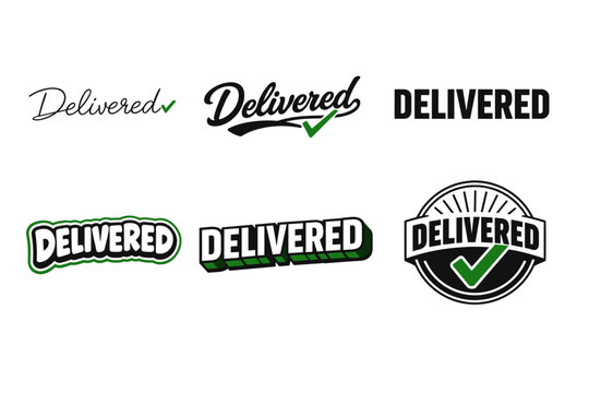 Delivered logo collection with check mark symbol