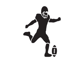 Dynamic football player silhouette with football