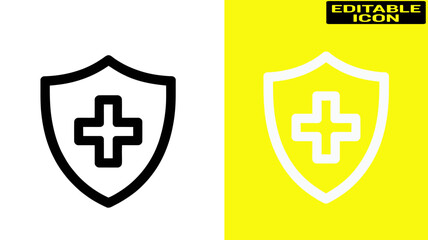 Obraz premium Two black and white shields with a cross and anchor symbol in the center Vector