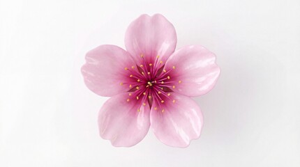 Fototapeta premium Delicate Pink Cherry Blossom on White Background: A Floral Still Life.