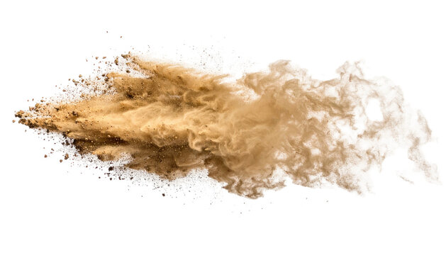 Explosion of light-brown and white powder, resembling a cloud or a burst