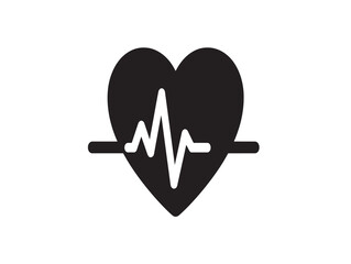 Minimalist heartbeat icon with ecg line