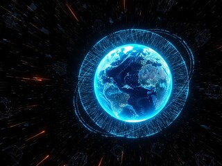 Obraz premium Digital globe network connection