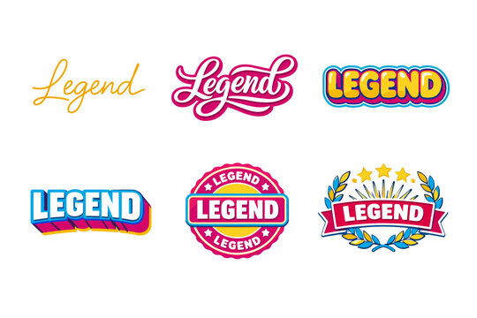 Colorful retro and modern legend typography designs collection