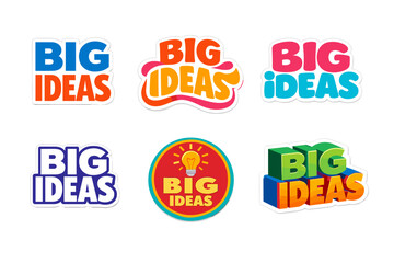 Creative designs of 'big ideas' logos in vibrant colors and styles