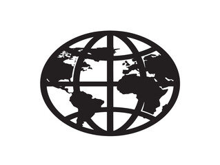 Minimalist black and white world globe with human silhouettes