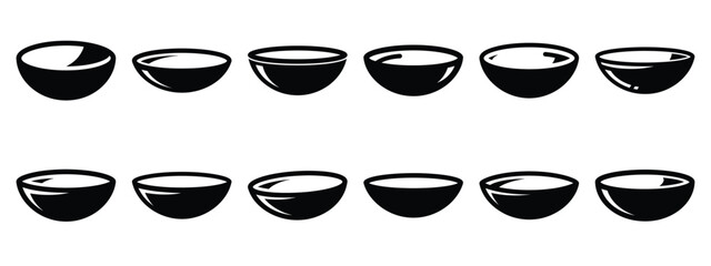 Minimalist black silhouette icon set of a contact lens . simple black flat vector style for medical and fitness icons concept.
