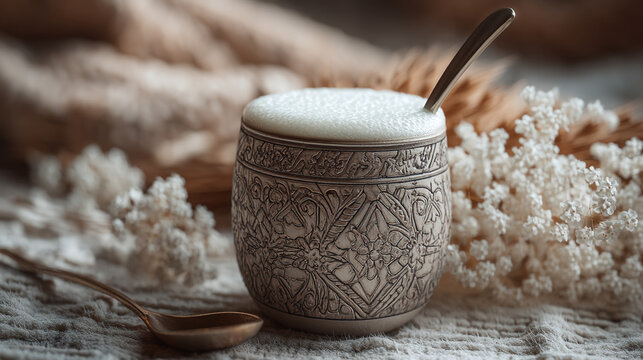 A traditional yerba mate gourd with a straw and foamy beverage on a table