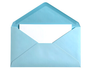 Open Letter: An open blue envelope with an empty letter inside, a symbol of communication and anticipation, resting.