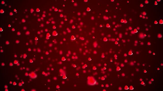 shining heart shaped glitter background. St. Valentines Day love animation. Blurry bokeh defocused sparkles