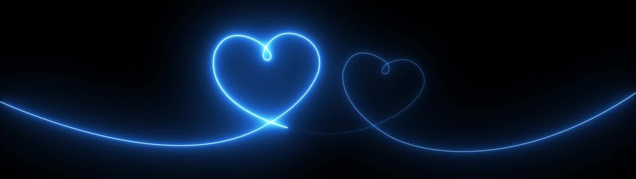 valentines day love animation background,february 14 love and romance abstract animation,Two love hearts. Valentine's Day indicate. Love One line drawing concept. love card neon glowing icon.  