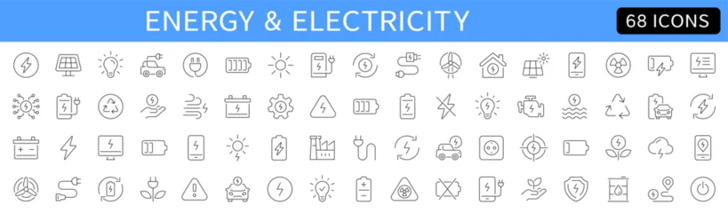 Energy and Electricity thin line icons set. Electricity editable stroke icons. Energy symbols collection. Vector © warmworld