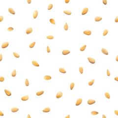 Seamless Vector Pattern of Scattered Sesame Seeds on Light Background