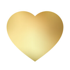 Golden Heart with Gradient Shiny Metallic Love Symbol Valentines Day Romantic Icon Vector Illustration