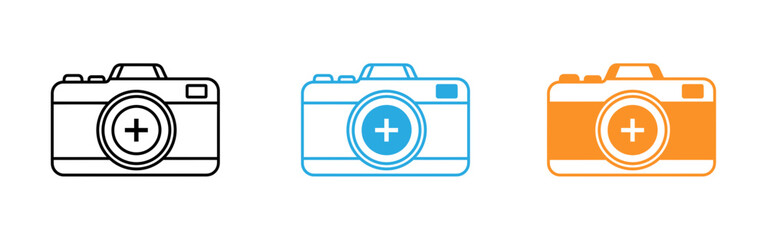 Fototapeta premium Camera icons in black blue and orange