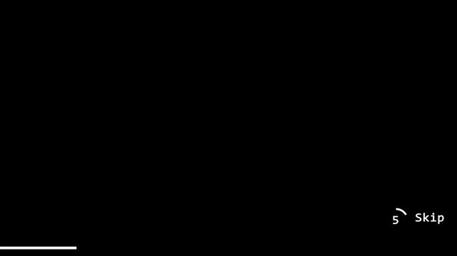 ad countdown progress bar completing to reveal skip button animation.black background,