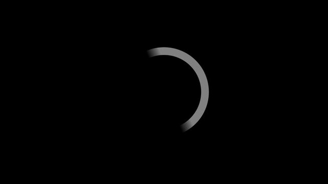 Animated white drak circular loading bar on a black background. 4K resolution. Animated background and motion graphics
