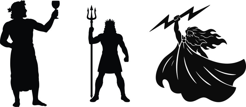 Greek Gods, Goddesses, and Heroes Silhouette Set