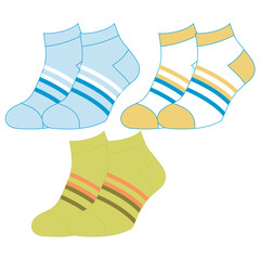 Socks technical drawing fashion design with silicone grip  sketch vector illustration template. Mock up cad drawing for unisex men's and women's football socks design.