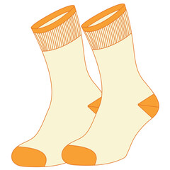 Socks technical drawing fashion design with silicone grip  sketch vector illustration template. Mock up cad drawing for unisex men's and women's football socks design.