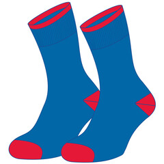 Socks technical drawing fashion design with silicone grip  sketch vector illustration template. Mock up cad drawing for unisex men's and women's football socks design.