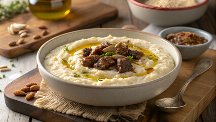 Traditional Omani Arsia Creamy Rice and Meat Dish