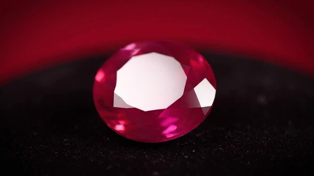 Ruby gemstone on black background.
