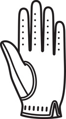 Obraz premium Professional black and white outline vector of a perforated golf glove. High-quality minimalist design ideal for sports apparel branding, golfing equipment logos, and athletic accessory retail graphic