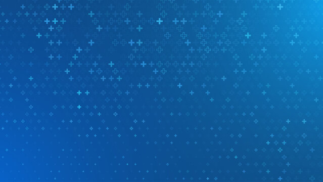 Healthcare Medical Plus Pattern. Blue Mathematical Plus Symbols Pattern. Math Design Elements Background. Medical Tech Background. Vector Illustration. 