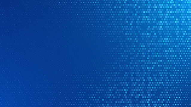 Blue Tech Finance Fintech Background Abstract Pixel Pattern. Abstract Business Tech Science Random Squares Mosaic Vector Backdrop