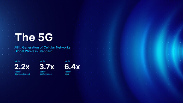 5G Network Wireless Internet Wi-Fi Connection and Internet of Things. Telecom Communication Network Concept. High Speed Broadband Telecommunication Signal. Vector Illustration.