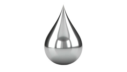 Fototapeta premium A digitally rendered, shiny, metallic silver droplet isolated on a black background
