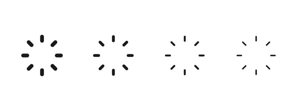 Loading spinner icon with circular segmented indicator. Symbol of waiting, processing or progress state. Suitable for user interface design, system status, preload screens, loading animations.