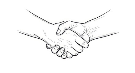 Fototapeta premium Line Art Handshake Illustration for Agreement and Partnership