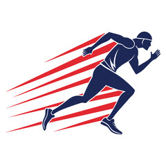 Obraz premium Dynamic Runner Silhouette with Speed Trails, Fast Sprint Action Pose and Athletic Performance Vector Design