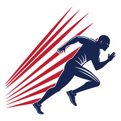 Obraz premium Abstract Dynamic Silhouette of Runner with Speed Lines, Motion Blur Effect and High Energy Sports Background Graphic