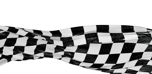 Obraz premium Dynamic image of a checkered racing flag waving with white space for design purposes. Perfect for motorsports and compet