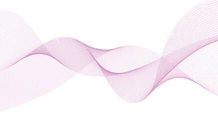 Wave lines flowing. Motion dynamic pink lines isolated on white background. Abstract wave element for design. Vector illustration