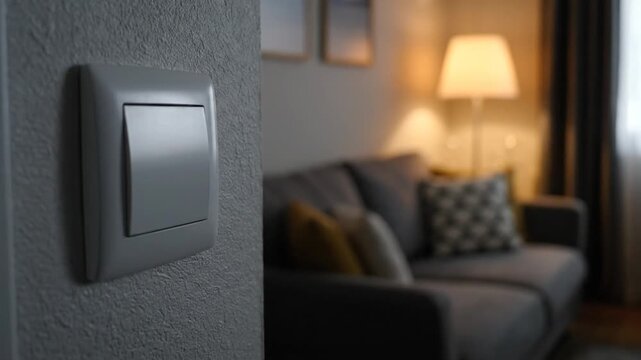 Turning on the light switch in living room.