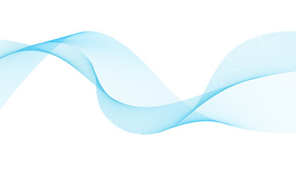 Abstract blue smooth wave on a white background. Dynamic sound wave. Design element. Vector illustration.