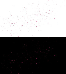 Abstract Purple and Pink Hearts Energy Stream with Soft Glow and Romantic Particle Motion on Black Background