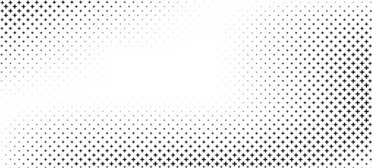 horizontal black halftone of cross or plus sign design for pattern and background.