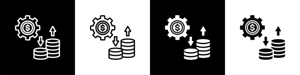 Obraz premium Cost Efficiency In Black And White Filled Style