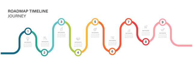  Vector roadmap Infographic timeline concept with place for your data.  6 steps modern presentation template.