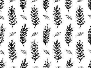 Fototapeta premium Leaf background in hand drawn style