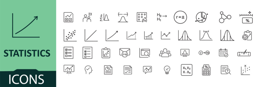 Collection of statistics icons for data analysis and visualization