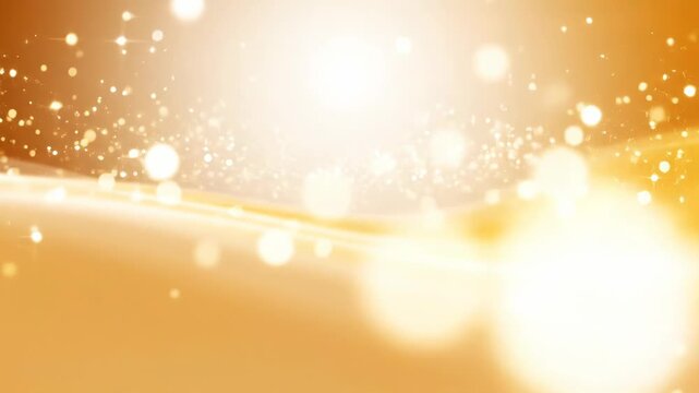 Golden light and bokeh on a smooth wavy orange background for luxury and celebration