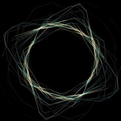 Ethereal glowing geometric energy lines moving through deep black void space, conceptual background design for minimal art projects ,modern ,black ,geometry