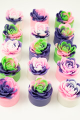 Colorful handmade soap bars. Collection of natural bath products.