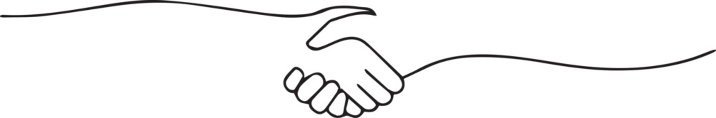 minimalist handshake line drawing business partnership agreement cooperation greeting symbol isolated background. © Sumaia